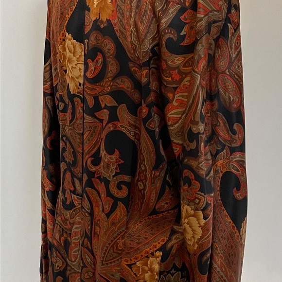 SOLD; ESCADA VINTAGE SILK BLOUSE TUNIC IN BROWN BLACK RUST PAISLEY PRINT 42 - Picture 8 of 10